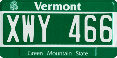 VT license plate XWY466