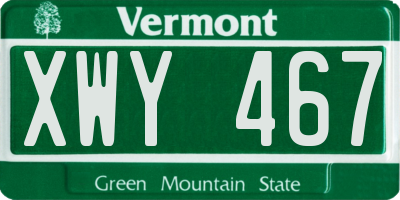 VT license plate XWY467