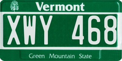 VT license plate XWY468