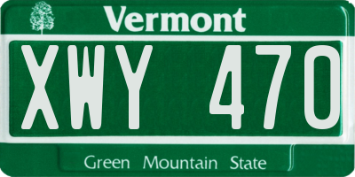 VT license plate XWY470