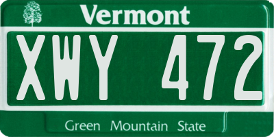 VT license plate XWY472
