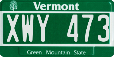 VT license plate XWY473