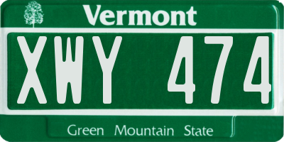 VT license plate XWY474