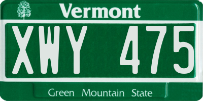 VT license plate XWY475