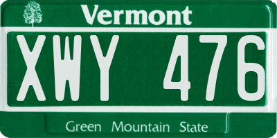 VT license plate XWY476