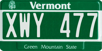 VT license plate XWY477