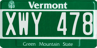 VT license plate XWY478