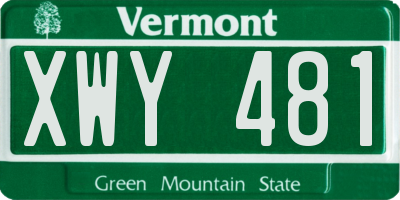 VT license plate XWY481