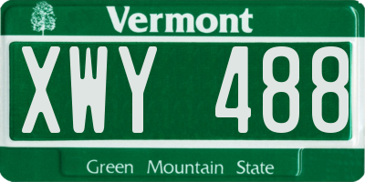 VT license plate XWY488
