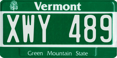 VT license plate XWY489
