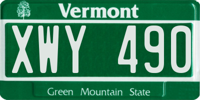 VT license plate XWY490