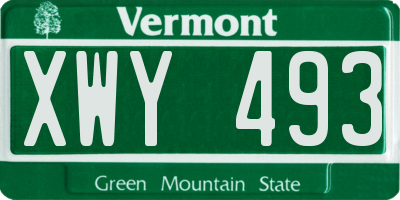 VT license plate XWY493