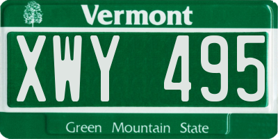 VT license plate XWY495