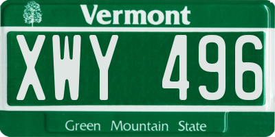 VT license plate XWY496