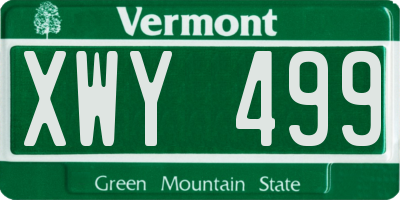 VT license plate XWY499