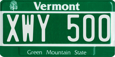 VT license plate XWY500