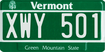 VT license plate XWY501