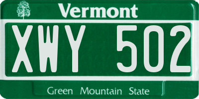 VT license plate XWY502