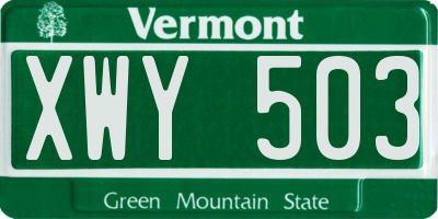 VT license plate XWY503