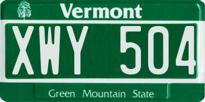 VT license plate XWY504