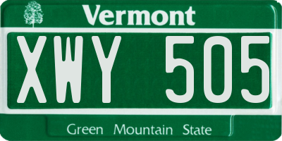 VT license plate XWY505