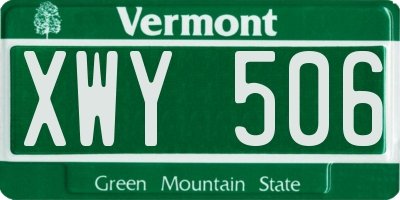 VT license plate XWY506