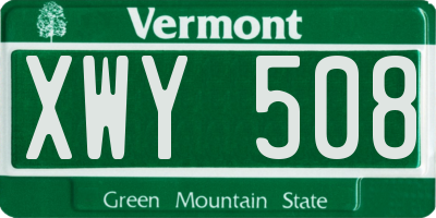 VT license plate XWY508