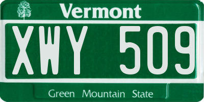 VT license plate XWY509