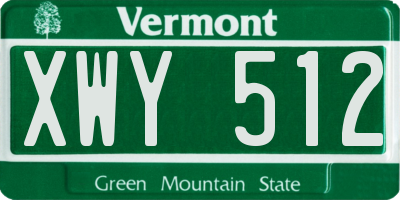VT license plate XWY512