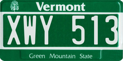 VT license plate XWY513