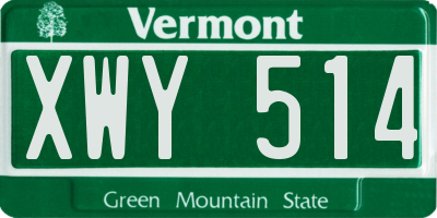 VT license plate XWY514