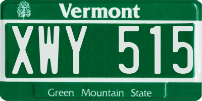 VT license plate XWY515