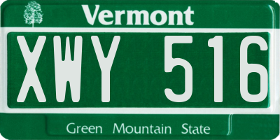 VT license plate XWY516