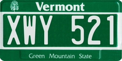 VT license plate XWY521