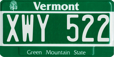 VT license plate XWY522