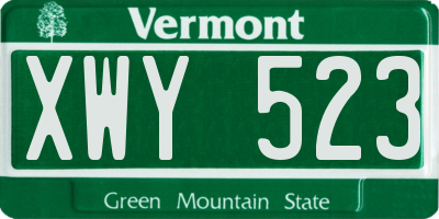 VT license plate XWY523