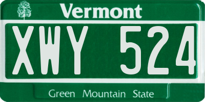 VT license plate XWY524