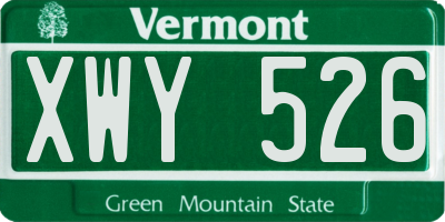 VT license plate XWY526
