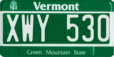 VT license plate XWY530