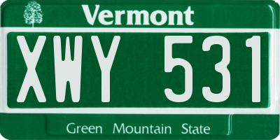 VT license plate XWY531