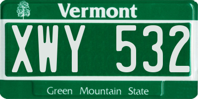 VT license plate XWY532