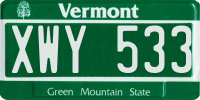 VT license plate XWY533