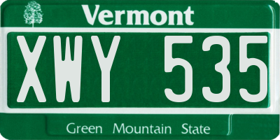 VT license plate XWY535