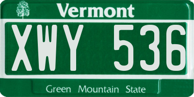 VT license plate XWY536