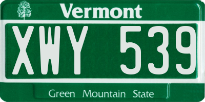 VT license plate XWY539
