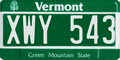 VT license plate XWY543