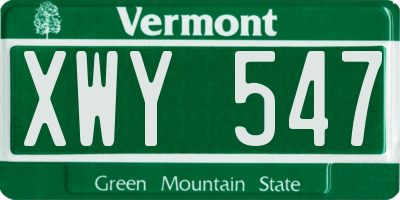 VT license plate XWY547