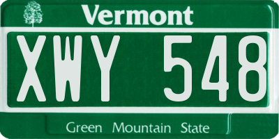 VT license plate XWY548