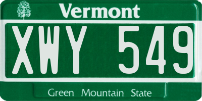 VT license plate XWY549