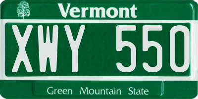 VT license plate XWY550